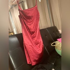 Cowl neck red slip